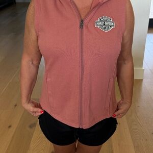Harley Davidson Cloth Vest, Size Large, Salmon Color
